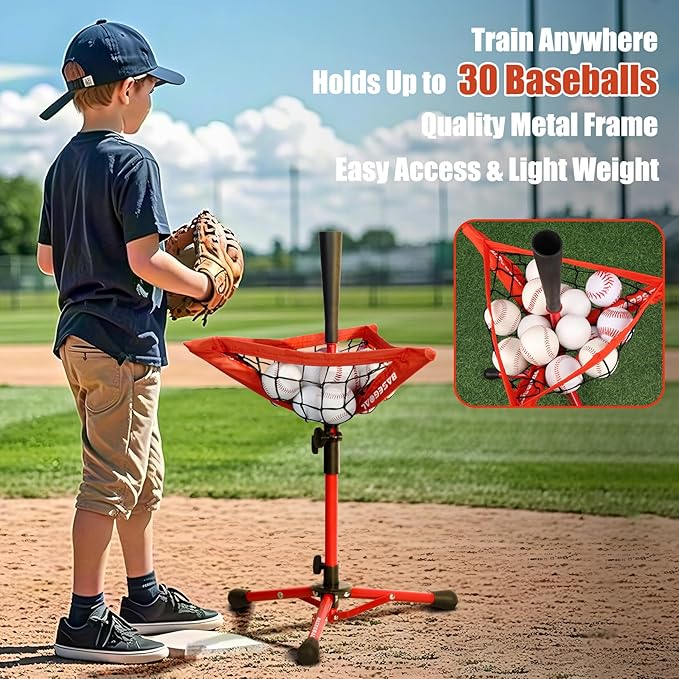 14.6" Portable Tee Ball Set for Kids – Adjustable Tee with Carry Bag & Caddy