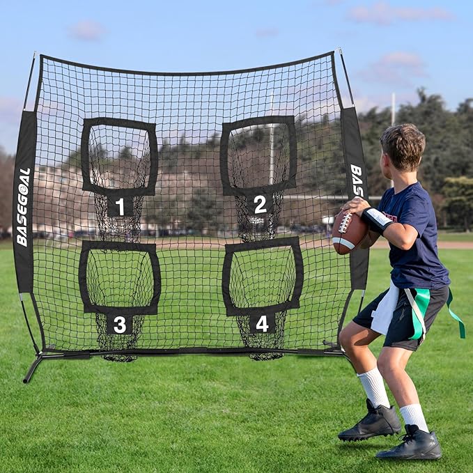 6x6ft Football Throwing Net with 4 Target Pockets