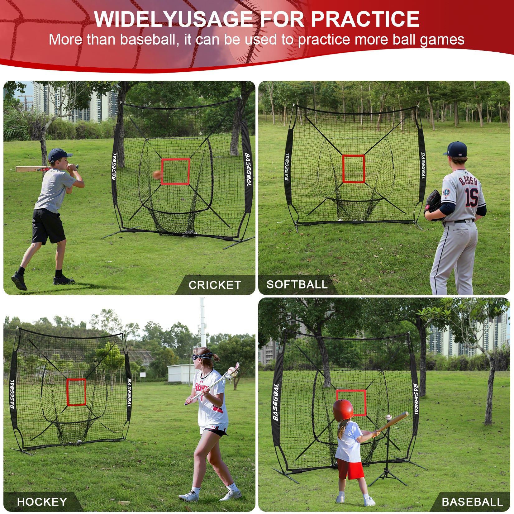 7x7 Baseball & Softball Practice Net with Backstop and Strike Zone