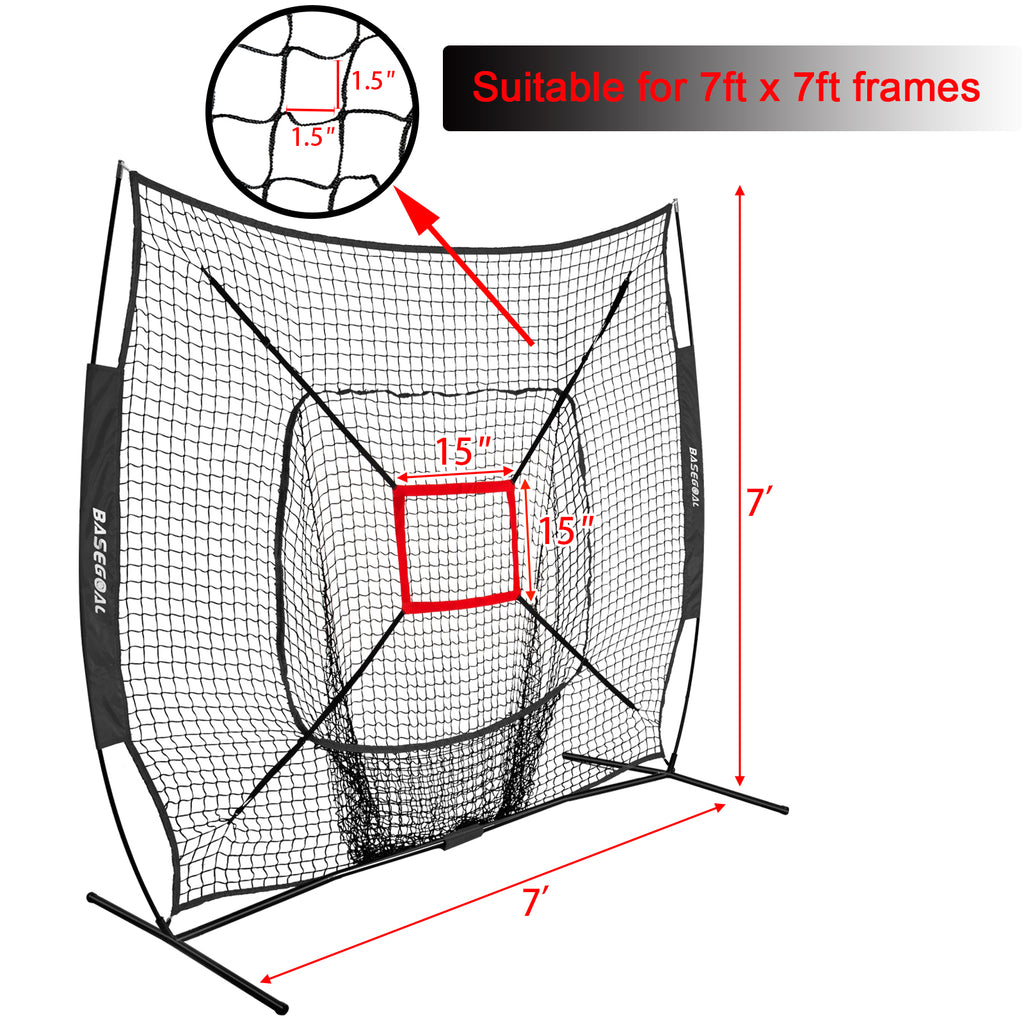 7x7ft Replacement Net for Baseball & Softball – Heavy-Duty Knotless (Net Only) Color