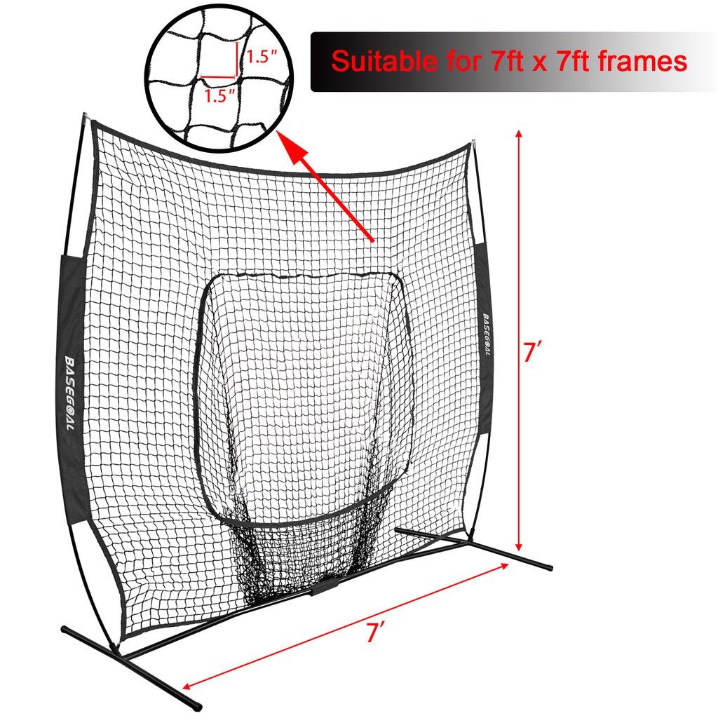 7x7ft Replacement Net for Baseball & Softball – Heavy-Duty Knotless (Net Only)
