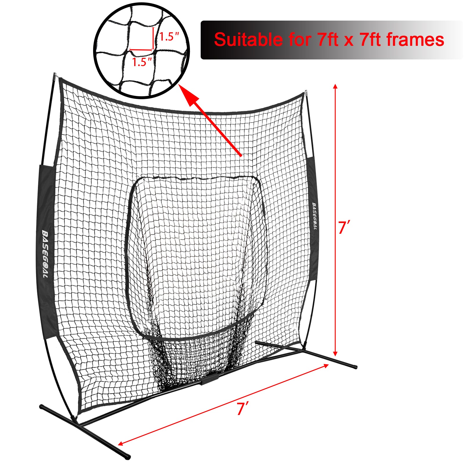7x7ft Replacement Net for Baseball & Softball – Heavy-Duty Knotless (Net Only)
