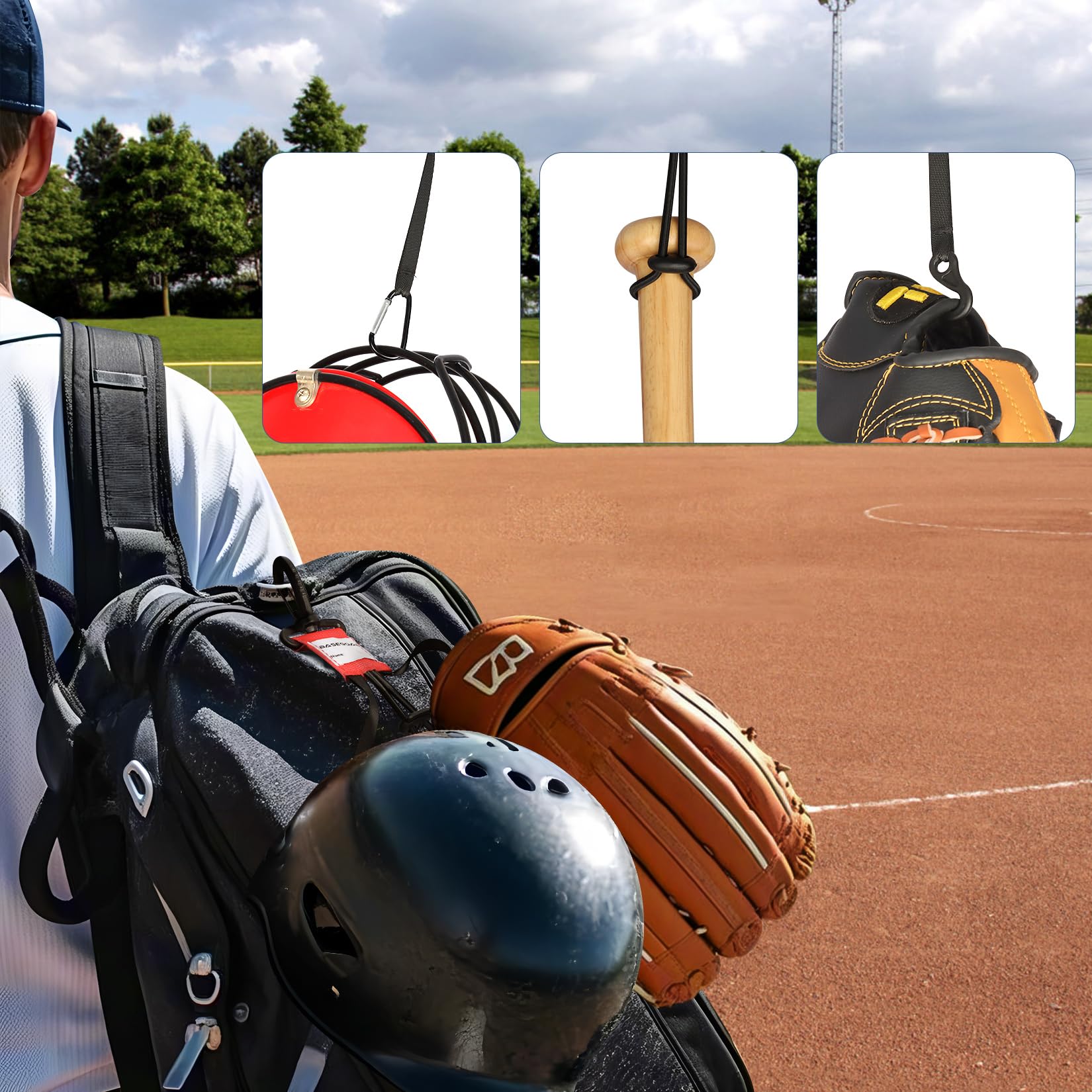 3-in-1 Dugout Organizer Bag with Fence Hooks – Bat Holder & Water Bottle Hanger (2-Pack)