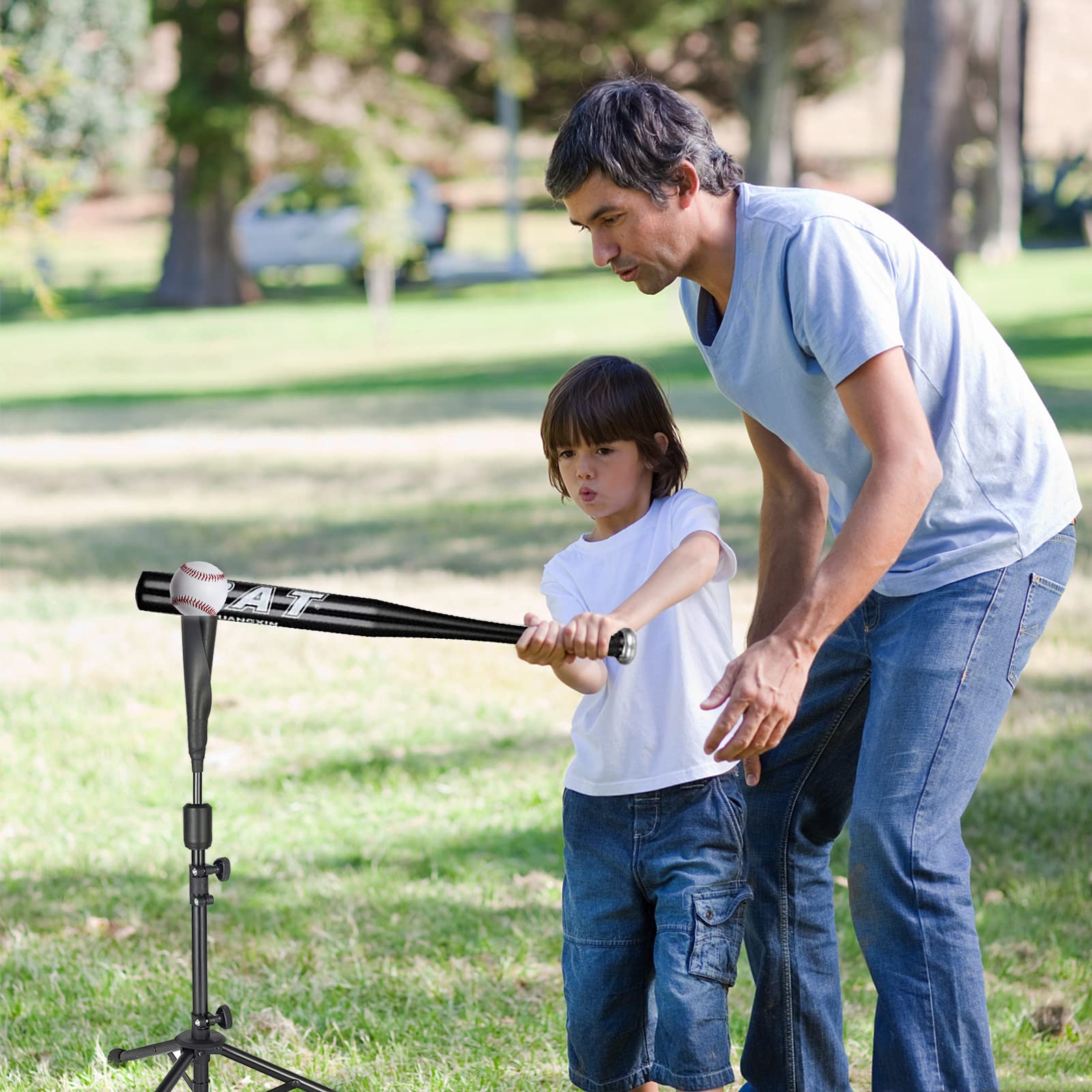 Adjustable Baseball & Softball Batting Tee – Tripod Stand with Rubber Top & Carry Bag