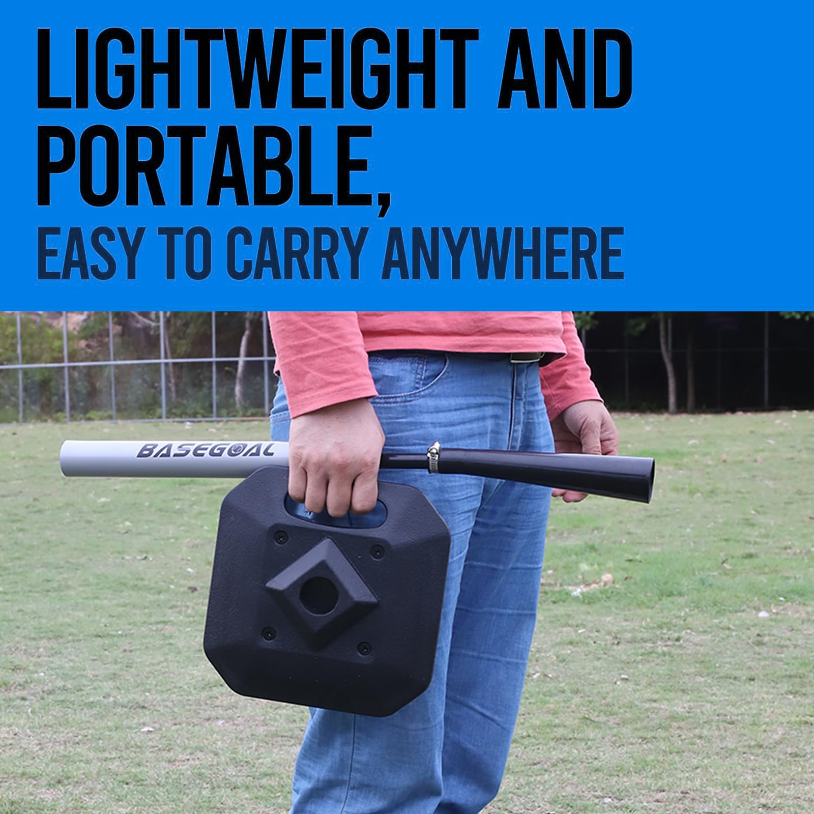 Adjustable Baseball & Softball Batting Tee with Heavy-Duty Base and Flexible Rubber Top