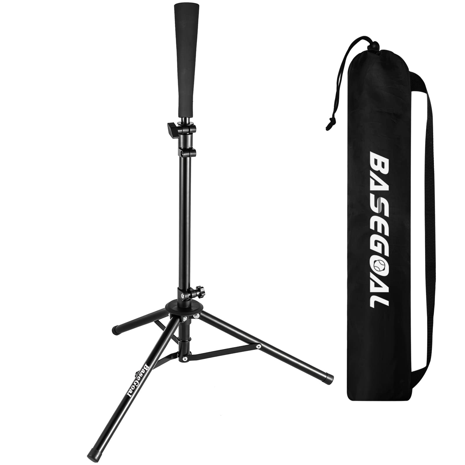 Adjustable Baseball & Softball Batting Tee – Tripod Stand with Rubber Top & Carry Bag