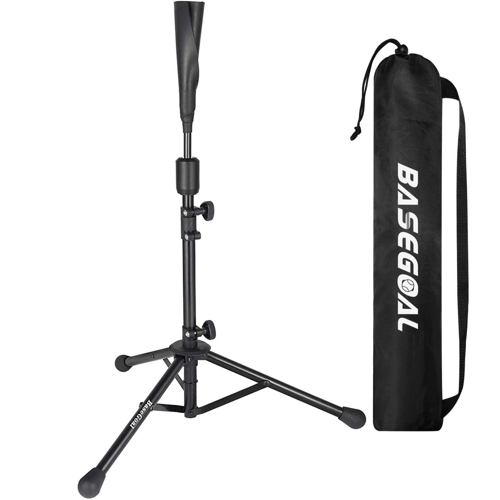 Adjustable Baseball & Softball Batting Tee – Tripod Stand with Rubber Top & Carry Bag
