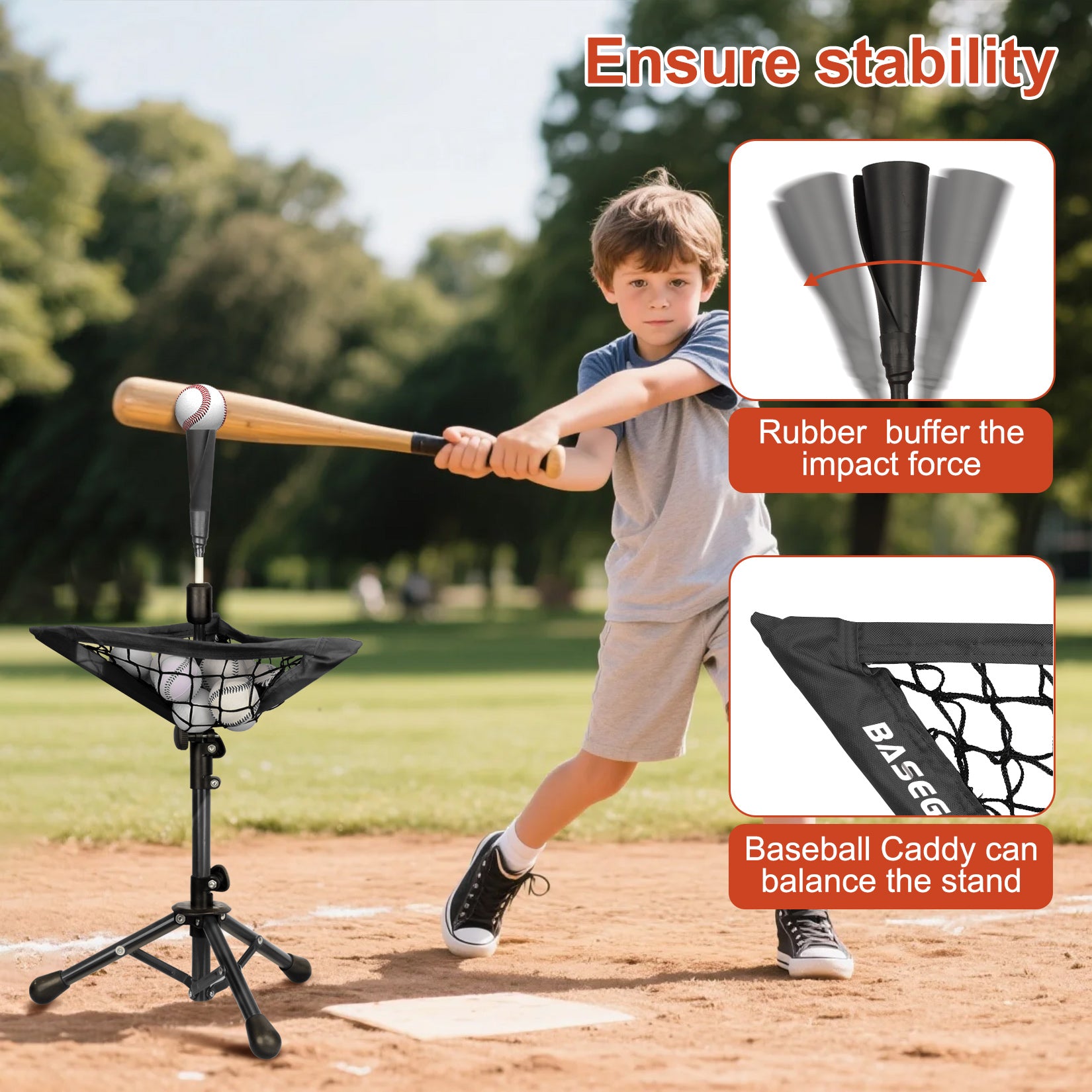 14.6" Portable Tee Ball Set for Kids – Adjustable Tee with Carry Bag & Caddy