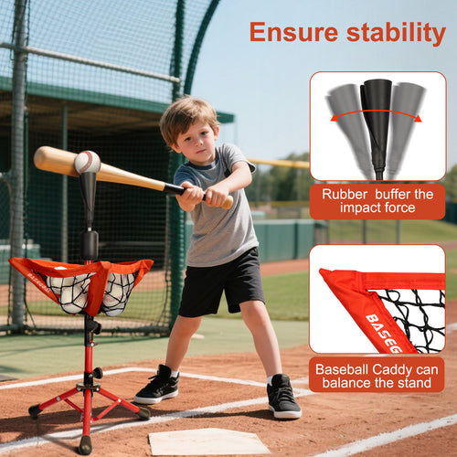 14.6" Portable Tee Ball Set for Kids – Adjustable Tee with Carry Bag & Caddy