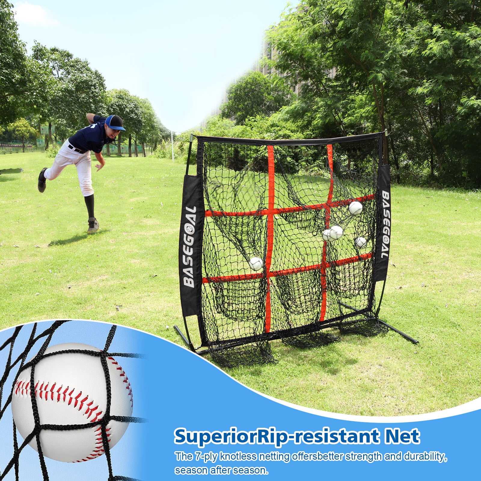 4'x4' Baseball Pitching Target Net with 9 Pockets