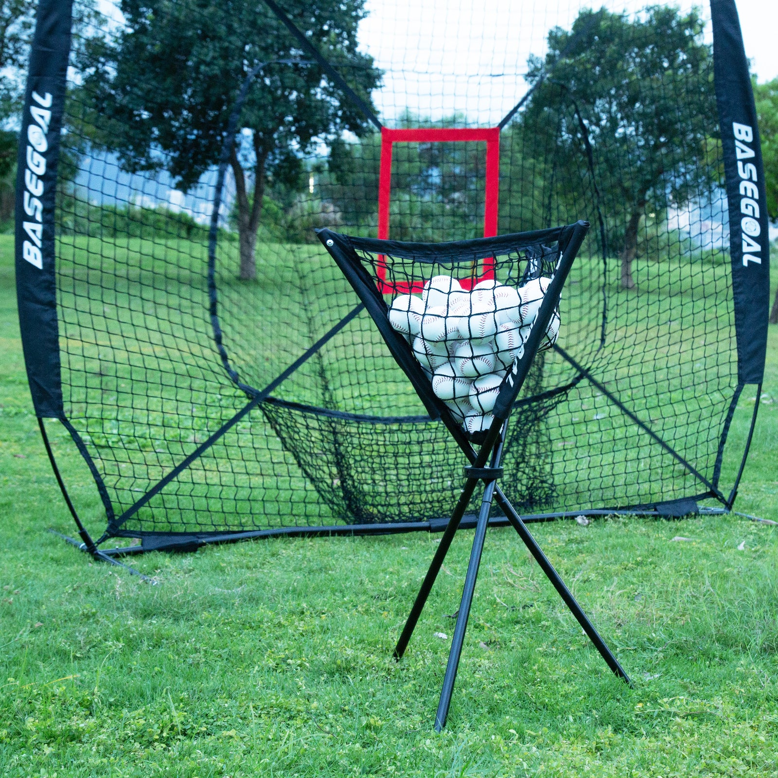 7x7 Baseball & Softball Practice Net with Backstop and Strike Zone