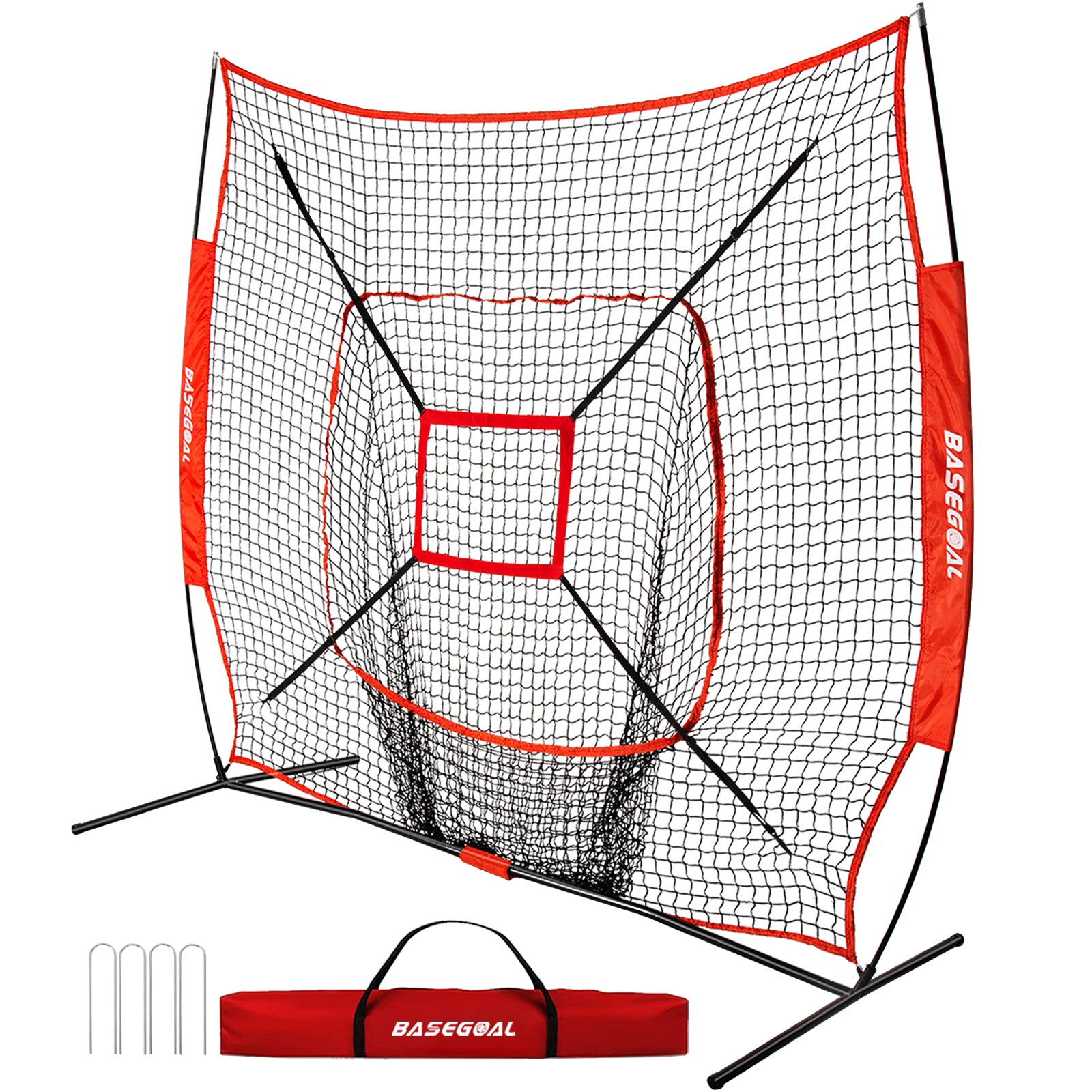 7x7 Baseball & Softball Practice Net with Backstop and Strike Zone